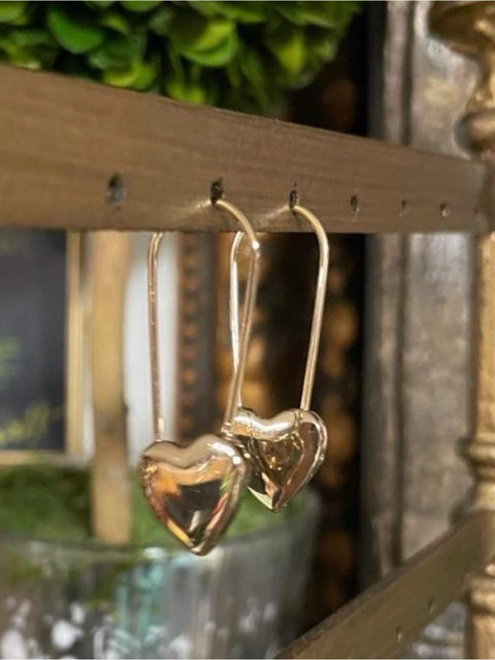 Gold Heart Drop Earrings - Elegant Home Accents Accessory